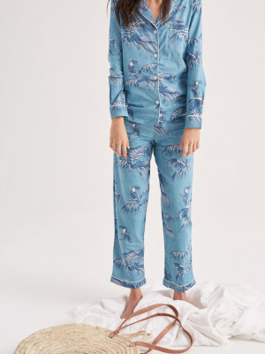 Long Pyjama Set Bocas Print Blue