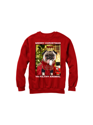 Women's Lost Gods Christmas Nutcracker Pug Sweatshirt