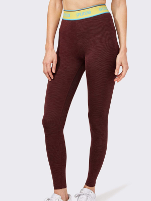 Bailey High Waist Active Rib 7/8 - Burgundy