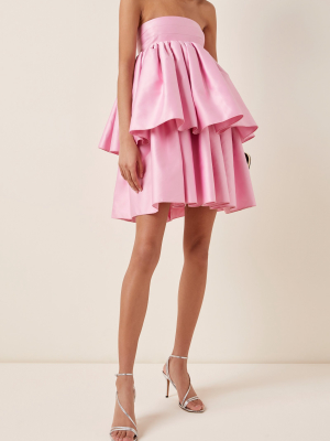 Carmina Tiered Satin Strapless Mini Dress