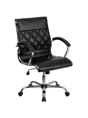 Executive Swivel Office Chair Black Leather/chrome - Flash Furniture