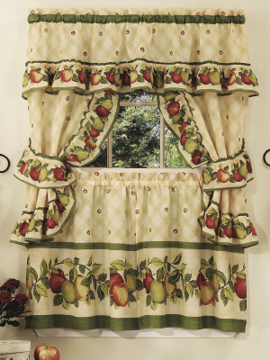 Goodgram Apple Blossom Complete 5 Pc. Kitchen Curtain Tier & Swag Set