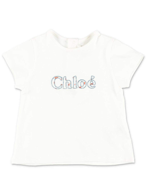 Chloé Kids Logo Embroidered T-shirt