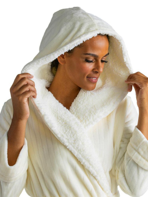 Softies Women's Hooded Sherpa Robe With Tonal Trim