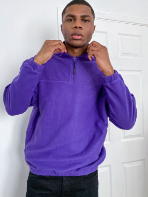 Asos Design Oversized Polar Fleece Sweatshirt With Half Zip In Bright Purple