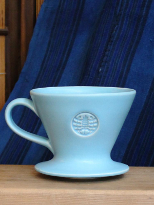 Kelly Pottery, Glazed Light Blue Ceramic Drip Coffee Filter