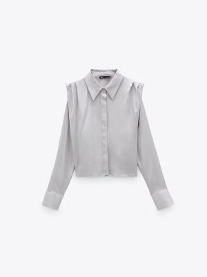 Ruched Satin Effect Shirt