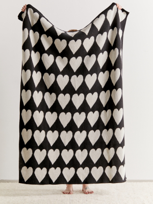 Happy Habitat By Karrie Dean Italic Hearts Monochrome Knit Throw Blanket