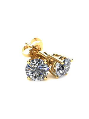 Pompeii3 .25ct Round Brilliant Cut Natural Diamond Stud Earrings In 14k Gold Basket Setting