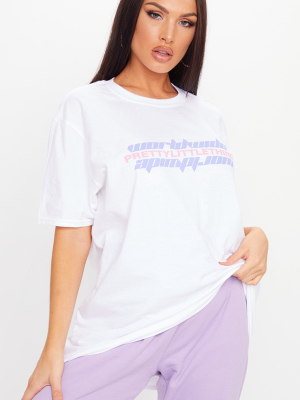 Prettylittlething White Worldwide Slogan T Shirt