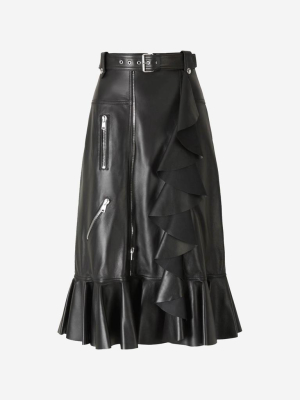 Alexander Mcqueen Ruffled Belted Skirt