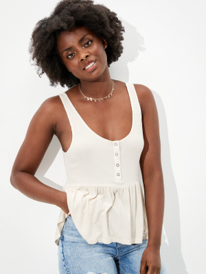 Ae Soft & Sexy Henley Peplum Tank Top