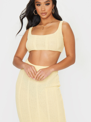 Petite Lemon Pearl Knit Strappy Crop Top