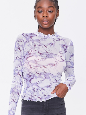 Mesh Marble Print Top