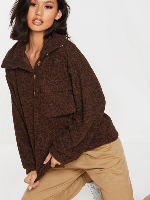 Chocolate Borg Oversized Button Up Sweatshirt