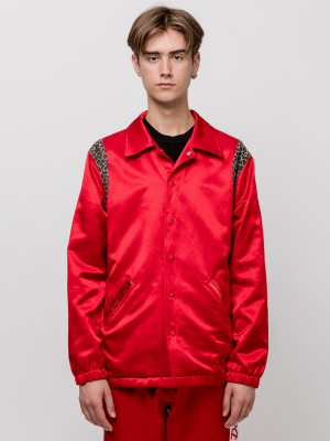 Reversible Varsity Coach Jacket In Red