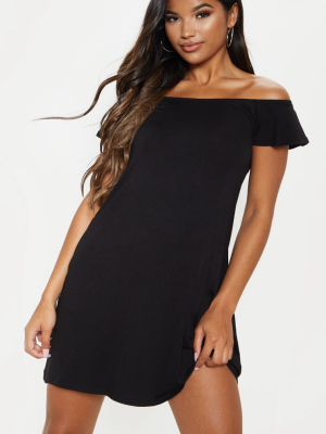 Manina Black Jersey Bardot Shift Dress