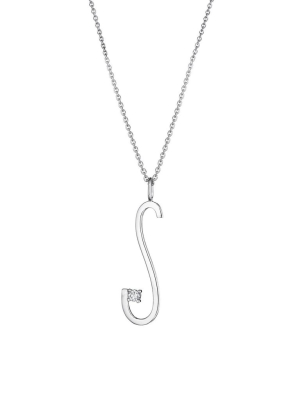 Type Letter "s" Diamond Pendant Necklace