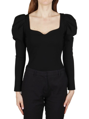 Alexander Mcqueen Puff-sleeved Sweetheart Neck Bodysuit