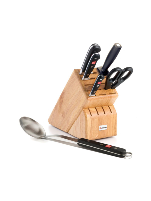 Wusthof ® Classic 6-piece Natural Wood Knife Block Set With Bonus Serving Spoon