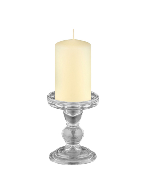 Glass Pillar/taper Candleholder - Diamond Star