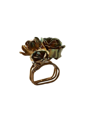 Kim Seybert Bouquet Napkin Ring In Gold - Set Of 4