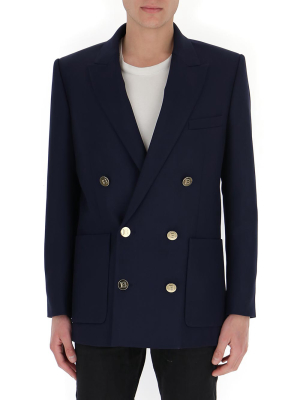 Balmain Patch Pocket Double Breasted Blazer