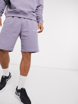 Mennace Essential Signature Two-piece Shorts In Gray Violet