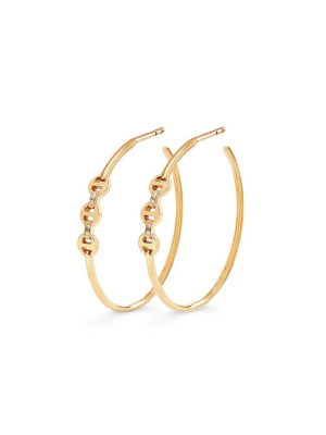 Mini Hoop Earrings With Diamond Bridges