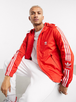 Adidas Originals Lock Up West Zip Up Windbreaker In Lush Red