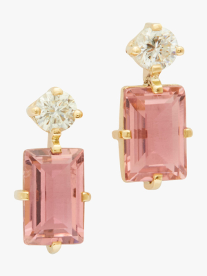 Pink Tourmaline And Diamond Deco Earrings