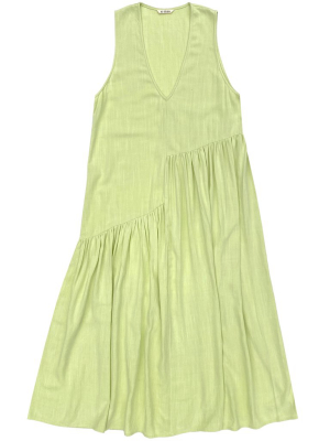 V-neck Dress W/ Gathers - Citron