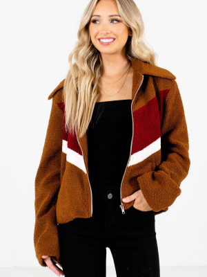 Fall Break Brown Color Block Jacket