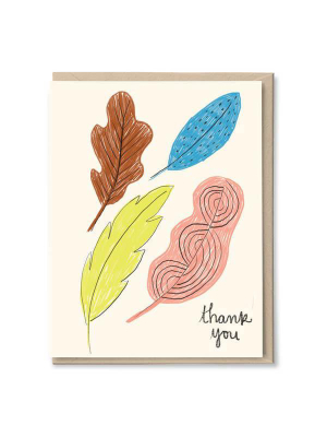 Sketchy Leaves Thank You Card