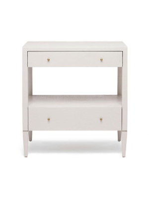 Conrad Low Double Nightstand French Gray Faux Raffia