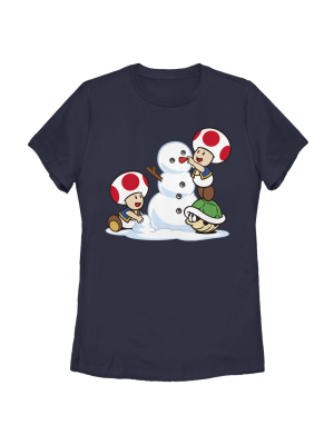 Women's Nintendo Toad Snowman T-shirt