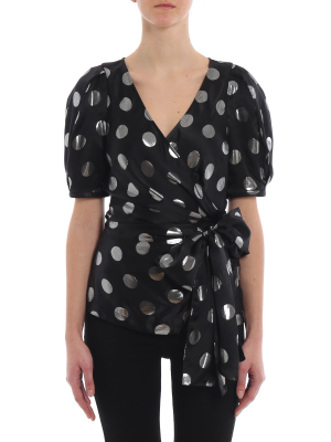 Diane Von Furstenberg Larryn Dotted Wrap Blouse