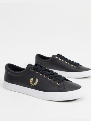 Fred Perry Underspin Leather Sneakers In Black