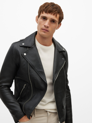 Leather Jacket With Lapels