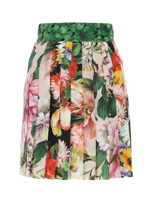 Dolce & Gabbana Floral Print Pleated Mini Skirt