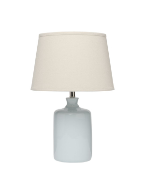 Light Blue Milk Jug Table Lamp With Tapered Shade