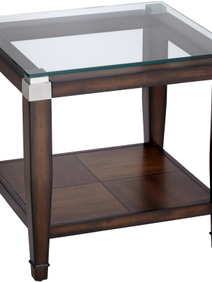 Elm Lane Barrett 24" Wide Brown Oak And Clear Glass End Table