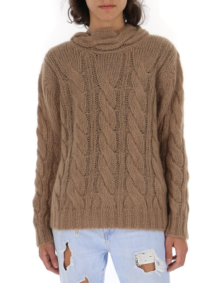 Prada Tie Neck Cable-knit Sweater