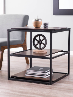 Decklan Sliding Shelf End Table Dark Tobacco/black - Holly & Martin