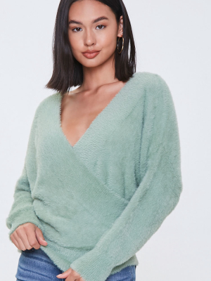 Fuzzy Knit Tie-back Sweater