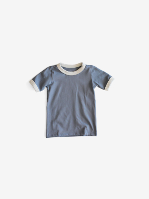 Organic Jersey Ringer Tee - Slate Blue