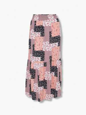 Plus Size Patchwork Maxi Skirt