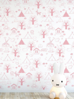 Miffy Outdoor Fun Kids Wallpaper In Pink By Kek Amsterdam