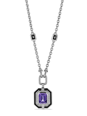 Adrienne Pendant Necklace With Enamel, Amethyst And Diamonds