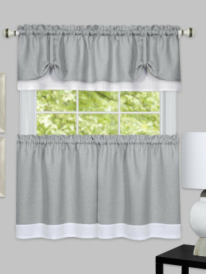 Goodgram Darcy Semi Sheer Tie-up Kitchen Curtain Tier & Valance Set